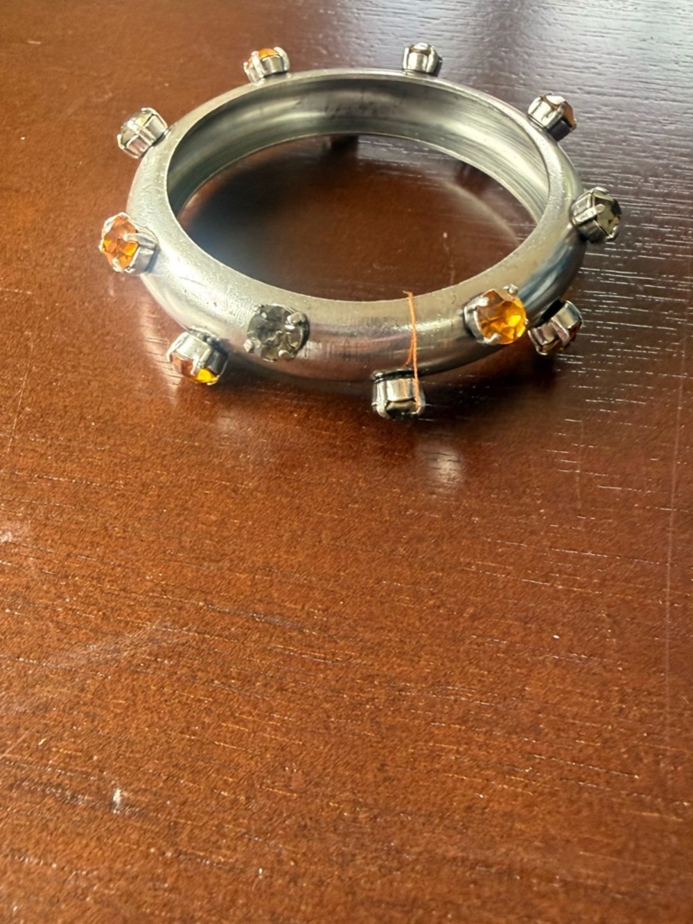 Aris Silver Bracelet with Amber and Clear Rhinestones - Picture 2 of 4